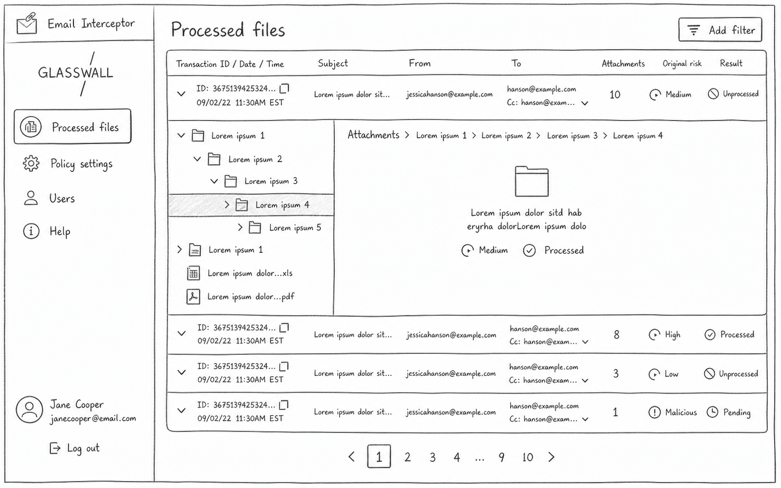Sketch of the File Tree: the same archive drawn as a nested hierarchy, so each file's depth and position stays visible.